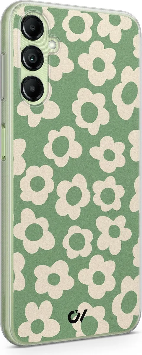 Casevibes Samsung Galaxy A14 5G Hoesje - Groen Retro Cute Flowers