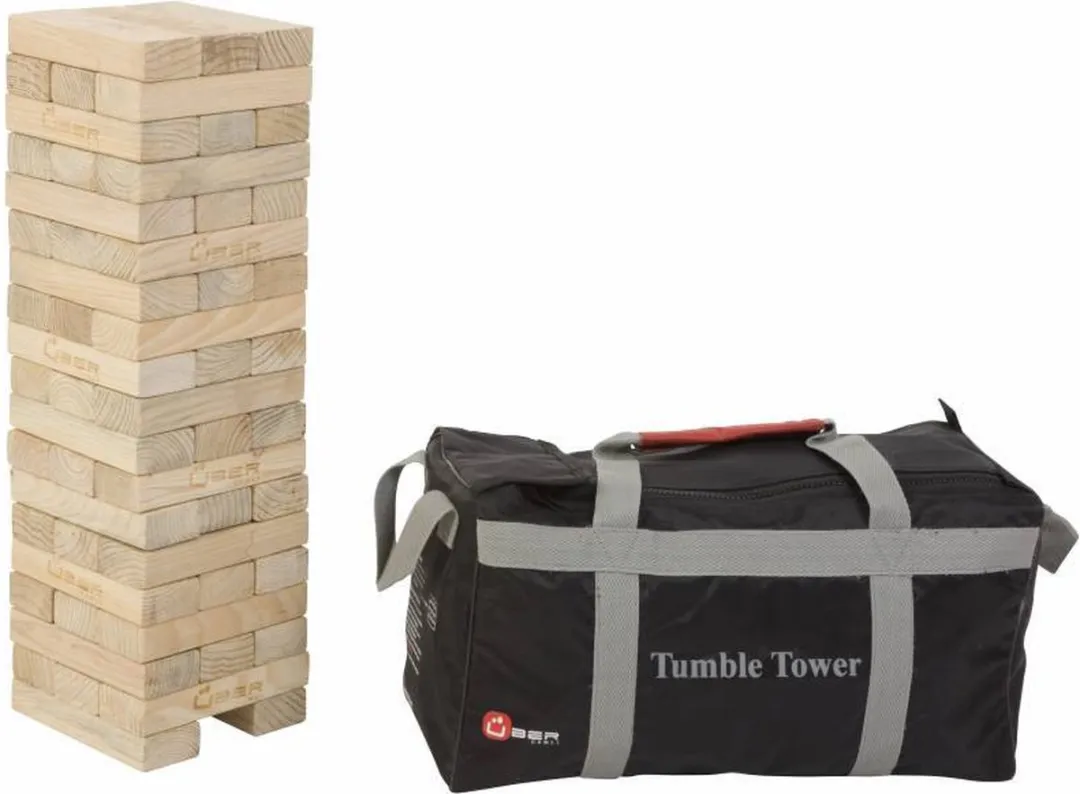 Stapeltoren spel - Tactisch spel - 12 Kg - tot 90 cm hoog - ECO pijnboomhout Topkwaliteit - Made in India - Designed in England - In Stevige Draagtas ®Designed in UK - Prachtig afgewerkt - Kwaliteit & Klasse - Profi