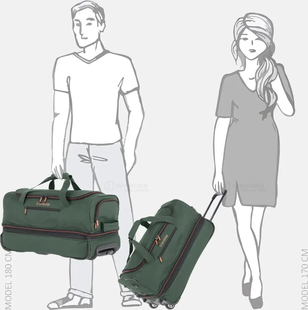 Travelite Basics Wheeled Duffle 55 Expandable 51 liter - Donkergroen – Reistas met wielen – Van polyester – Reistassen, reistassen met wielen en tassen - afbeelding 6 van 6
