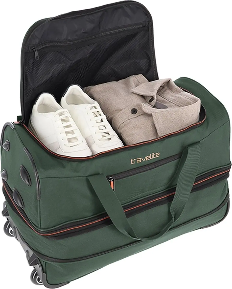 Travelite Basics Wheeled Duffle 55 Expandable 51 liter - Donkergroen – Reistas met wielen – Van polyester – Reistassen, reistassen met wielen en tassen - afbeelding 5 van 6