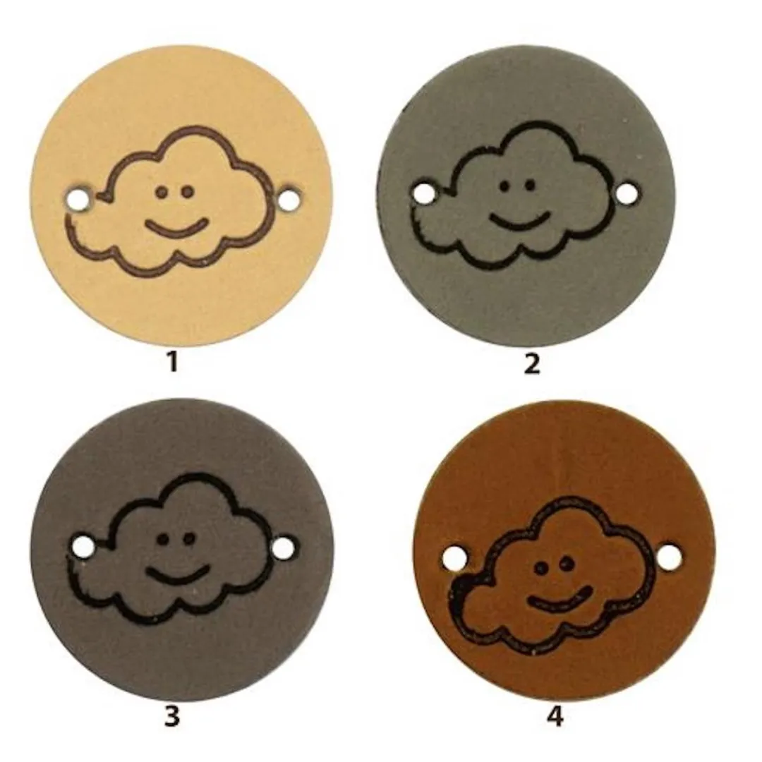 Durable Leren Labels met Wolkopdruk - 2cm - 2 Stuks