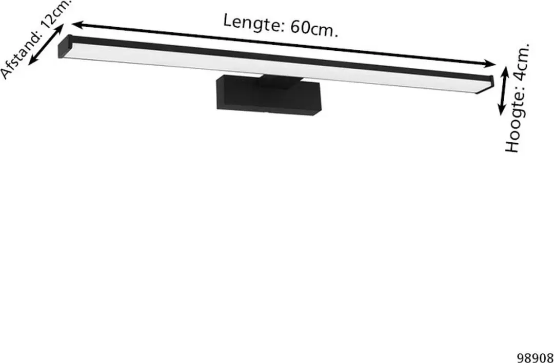 Eglo Pandella 1 Spiegellamp - LED - 60cm - Zwart/Wit - afbeelding 3 van 6