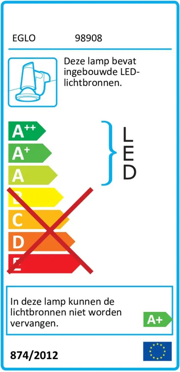 Eglo Pandella 1 Spiegellamp - LED - 60cm - Zwart/Wit - afbeelding 2 van 6