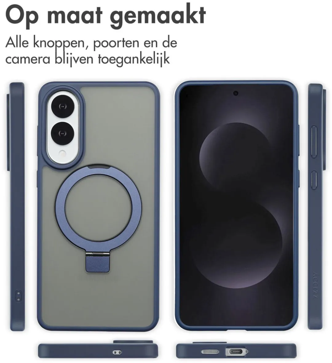 Accezz Hoesje Samsung Galaxy S25 Edge Magnetische Ring - Blauw - afbeelding 6 van 6