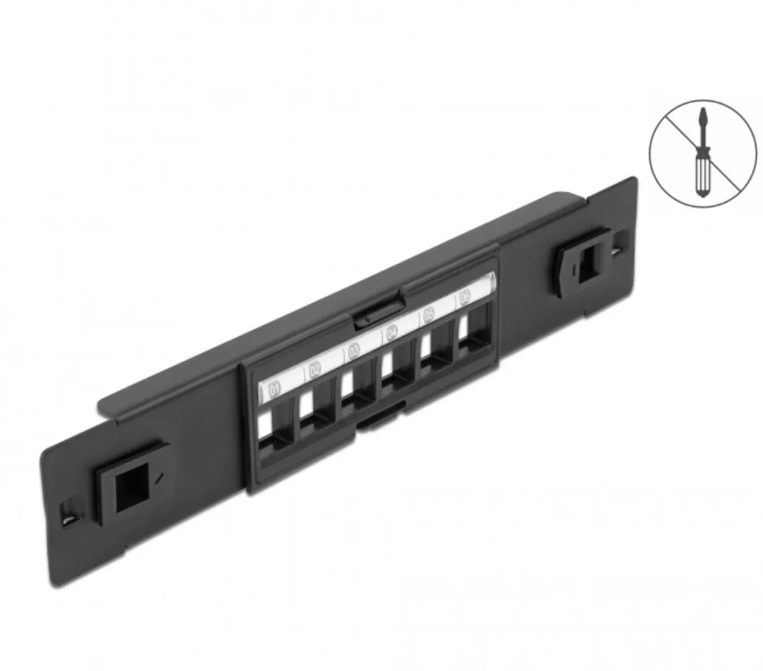 Delock 66819 Keystone Patchpaneel 6 Poorten - Zwart - afbeelding 2 van 2