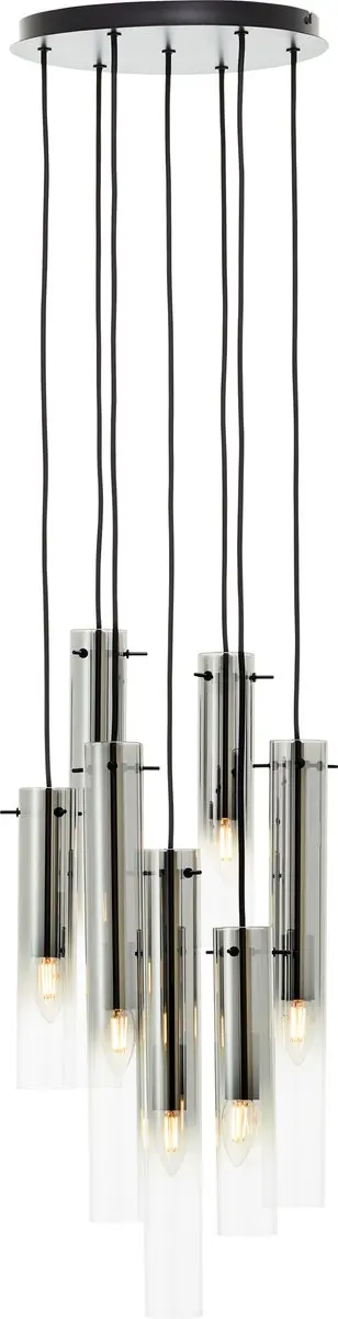 Brilliant lamp Glasini hanglamp 7 lampen mat zwart/rookglas glas/zwart metaal 7x