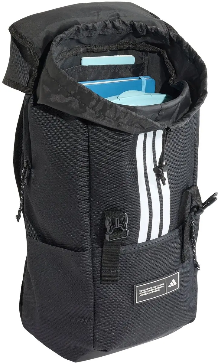 adidas 3-Stripes Rugzak met Klep KG9575 - 27,5L - Zwart - afbeelding 3 van 6