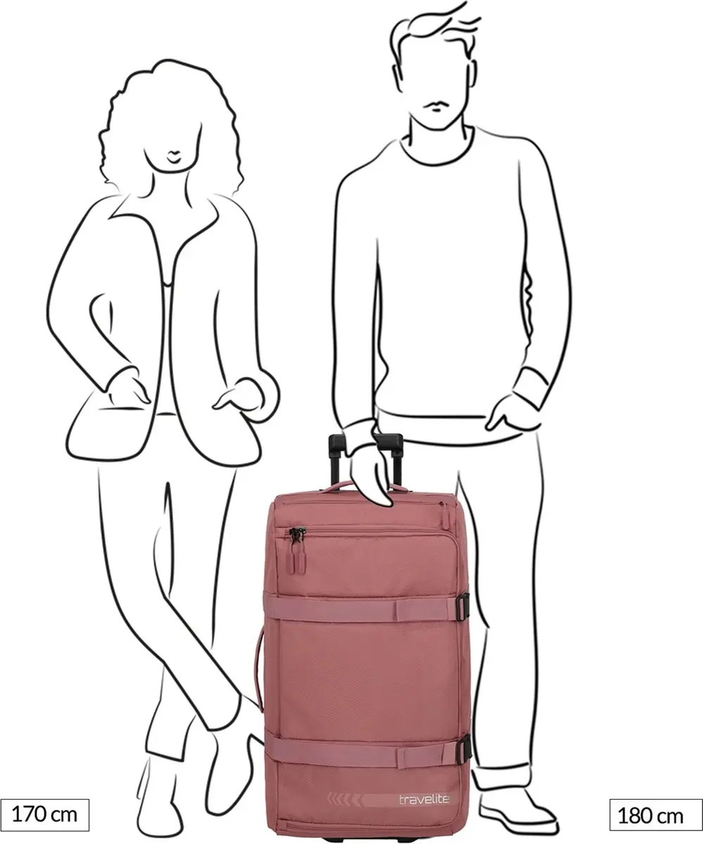 Travelite Kick Off Wheeled Duffle L 65 liter - Roze - afbeelding 4 van 6