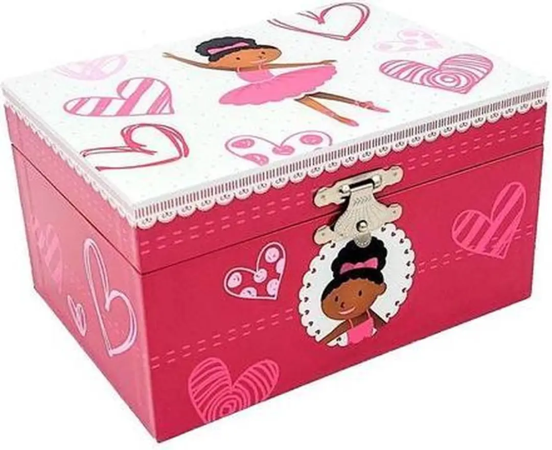 Simply for Kids Muziekdoosje Donkere Ballerina - Knalroze/Wit - afbeelding 6 van 6