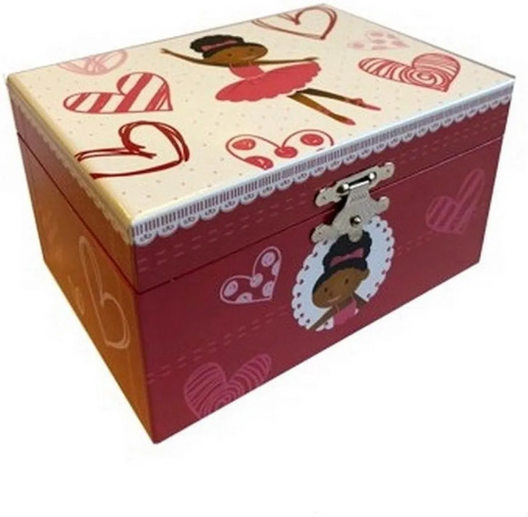 Simply for Kids Muziekdoosje Donkere Ballerina - Knalroze/Wit