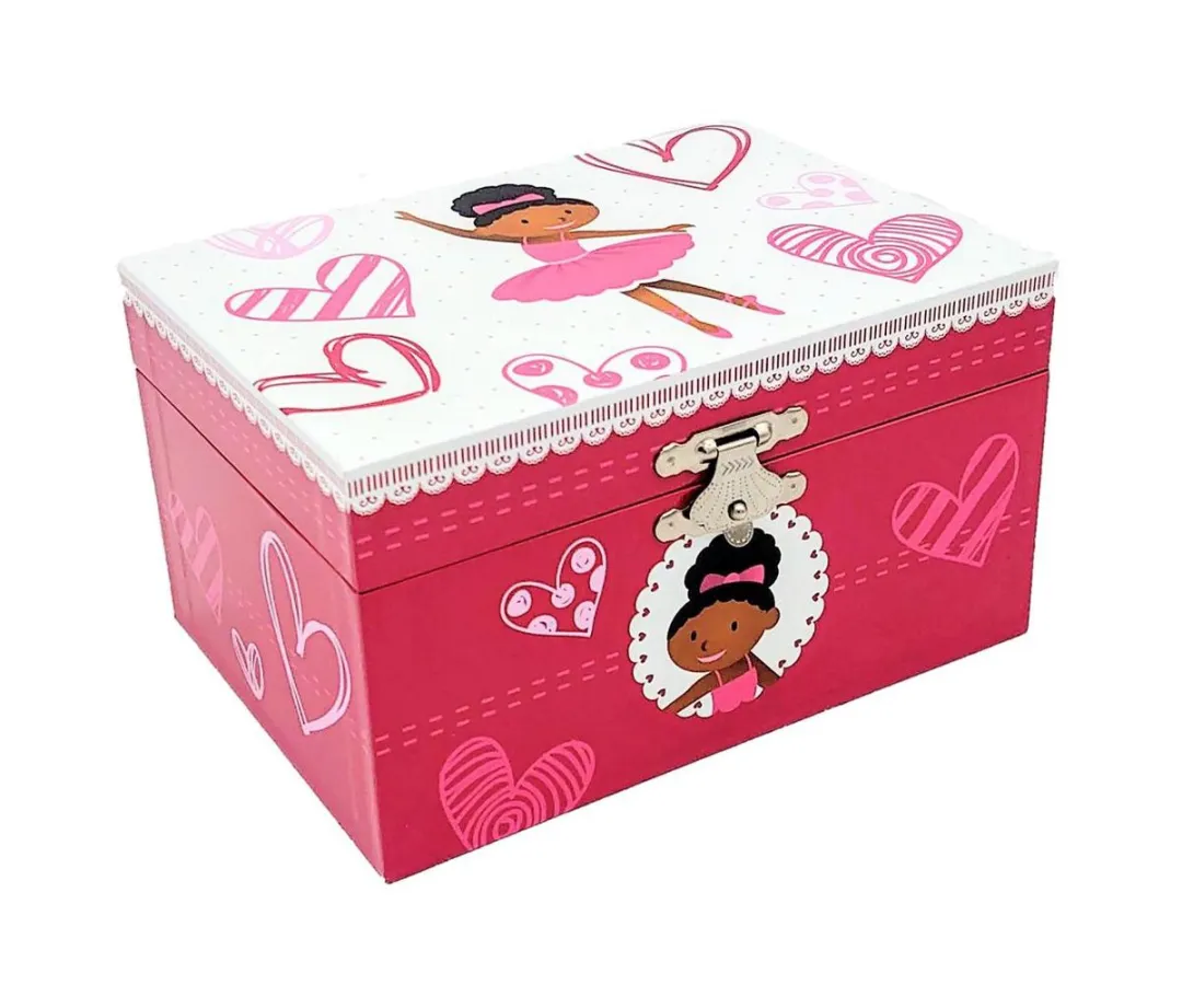 Simply for Kids Muziekdoosje Donkere Ballerina - Knalroze/Wit