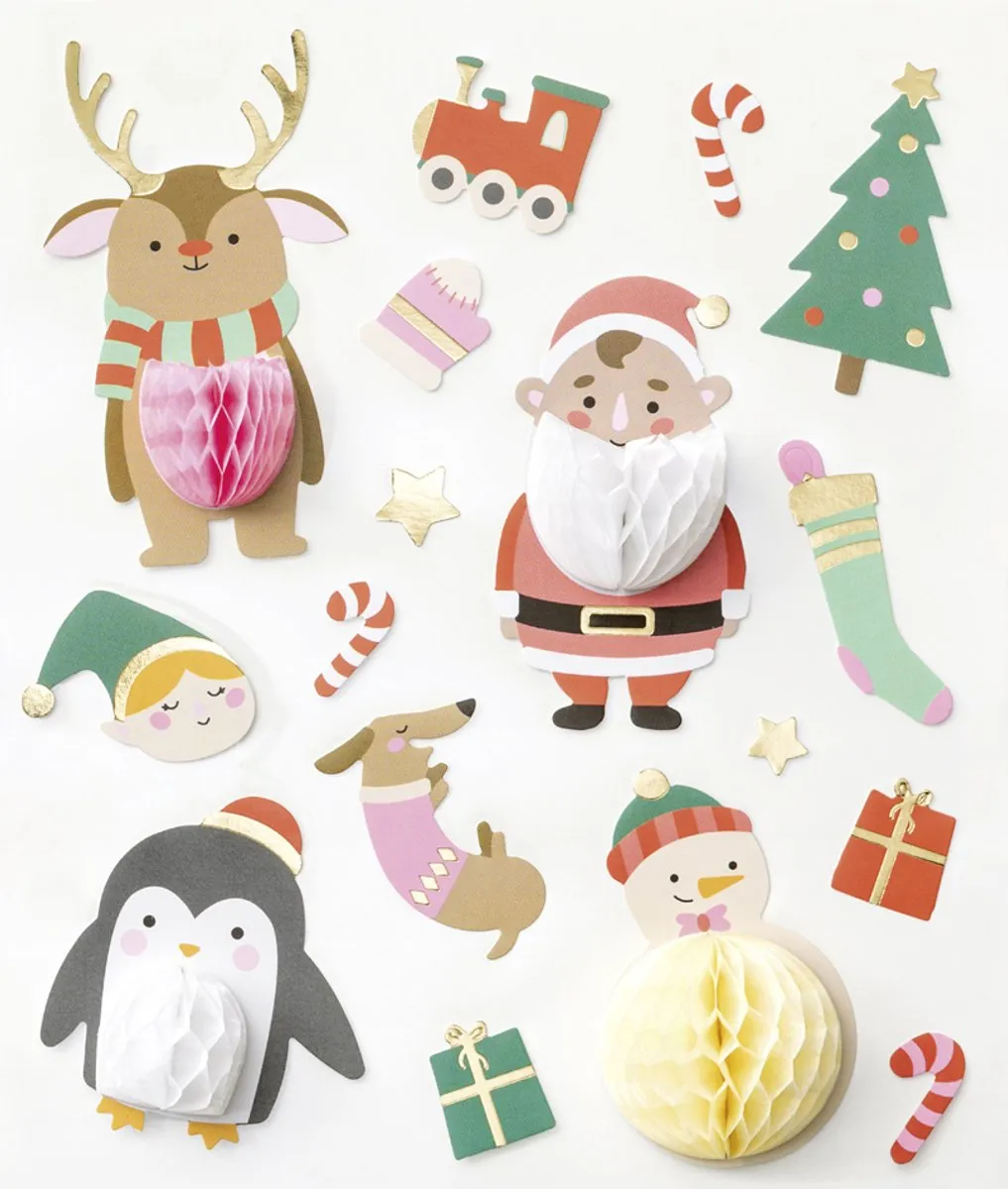 Folia Kerststickers Honingraat Goud