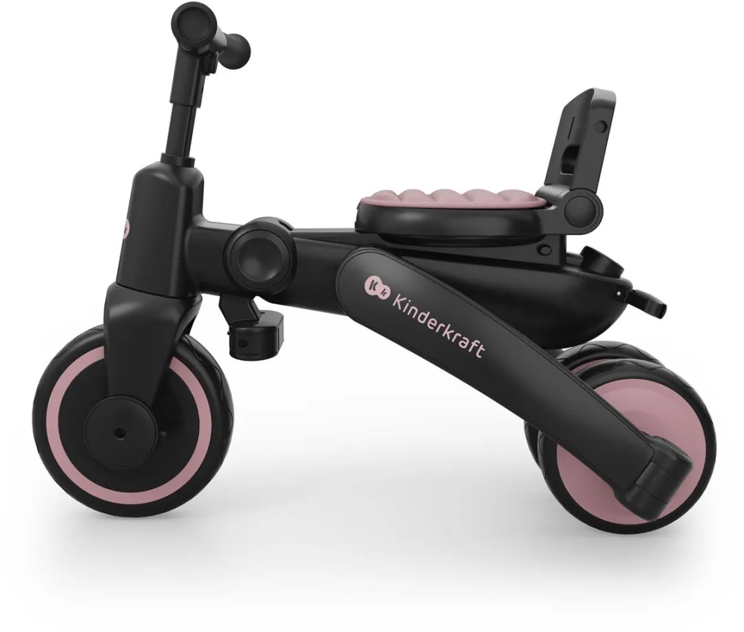 Kinderkraft JAZZ 3 Driewieler – 9 maanden tot 5 jaar – Inklapbaar & Lichtgewicht – 360° Draaibare Click & Twist Stoel – Verstelbare Oudergreep & Zonnekap – Roze