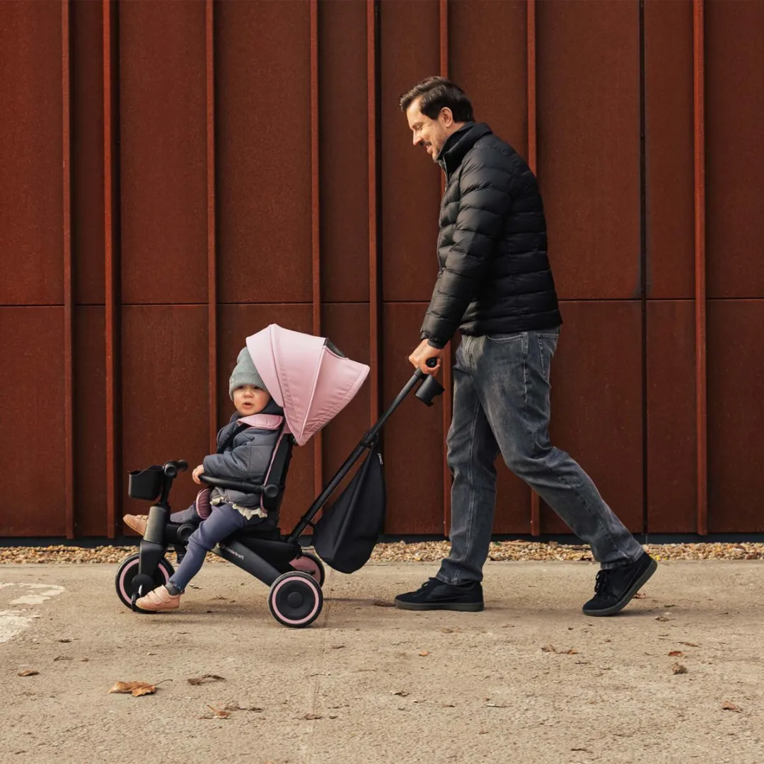 Kinderkraft JAZZ 3 Driewieler – 9 maanden tot 5 jaar – Inklapbaar & Lichtgewicht – 360° Draaibare Click & Twist Stoel – Verstelbare Oudergreep & Zonnekap – Roze