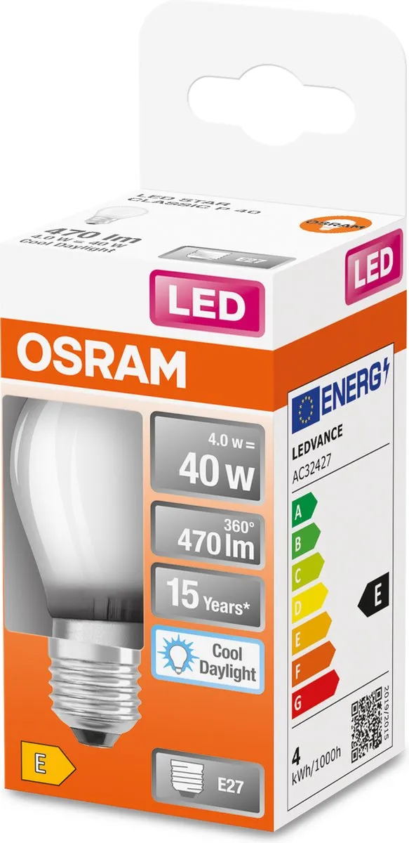 Osram Classic LED E27 Kogel Filament Mat 4W 470lm - Daglicht 865