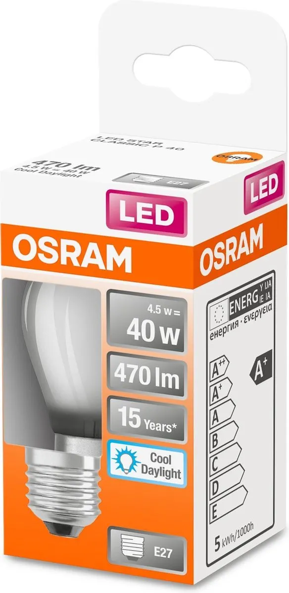 Osram Classic LED E27 Kogel Filament Mat 4W 470lm - Daglicht 865