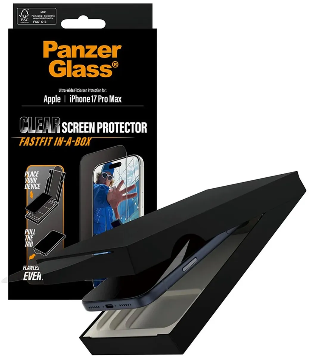 PanzerGlass FastFit iPhone 17 Pro Max Screenprotector - Case Friendly