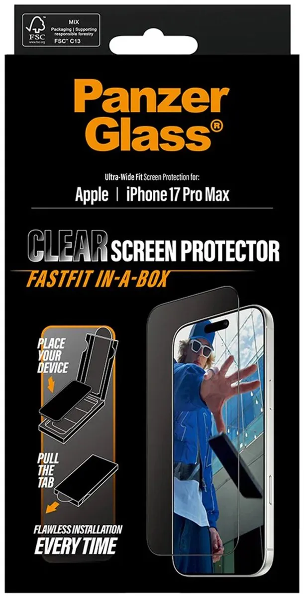PanzerGlass FastFit iPhone 17 Pro Max Screenprotector - Case Friendly