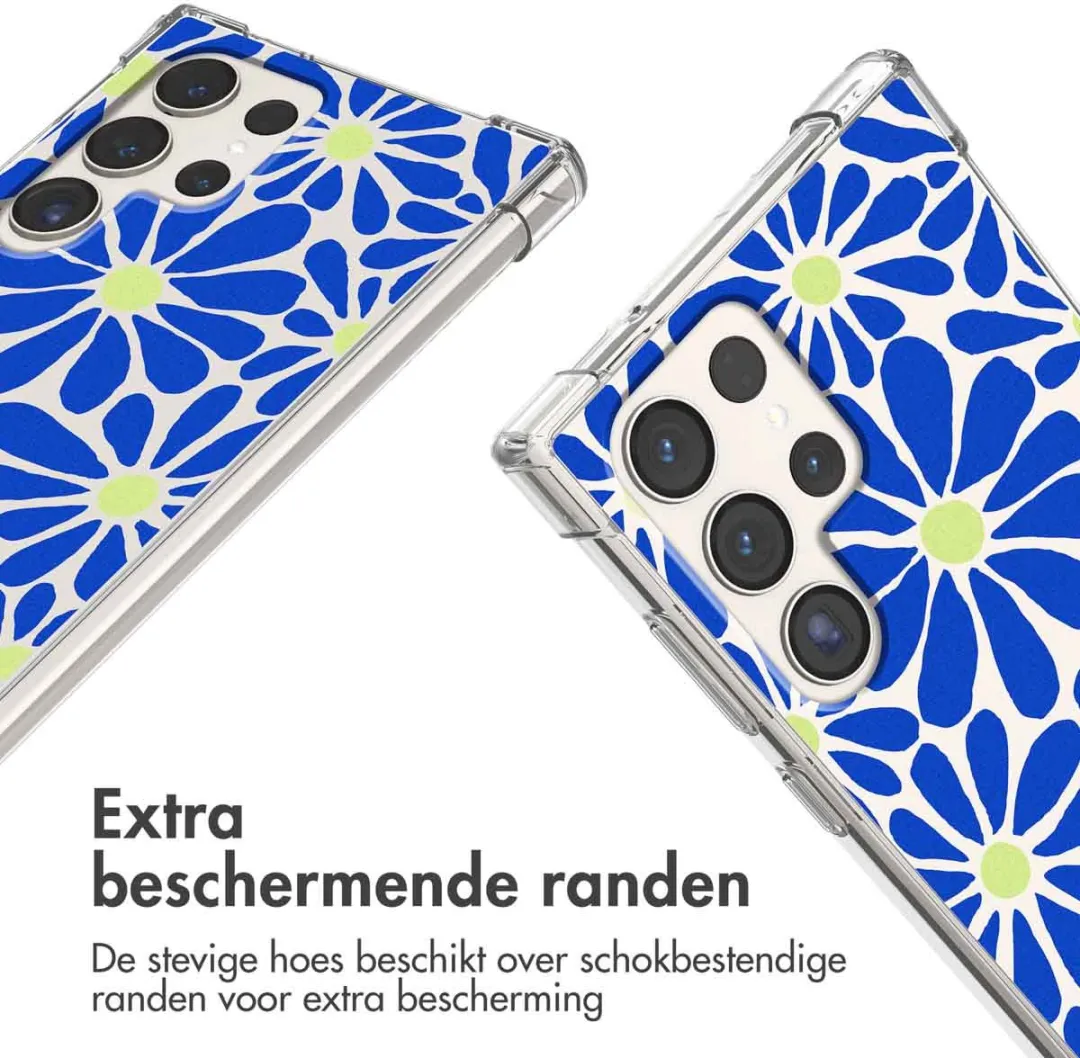 Imoshion Hoesje Samsung Galaxy S23 Ultra Cobalt Blue Flowers Connect