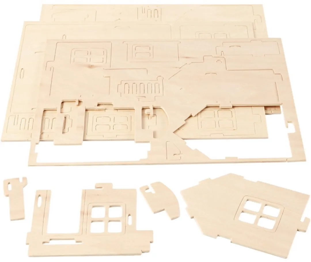Creativ Company Houten Constructie Set Huis - Lichtbruin