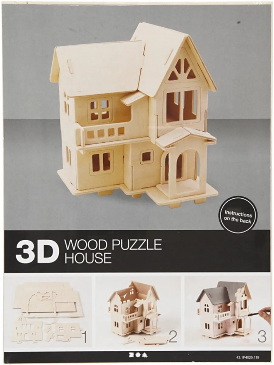 Creativ Company Houten Constructie Set Huis - Lichtbruin