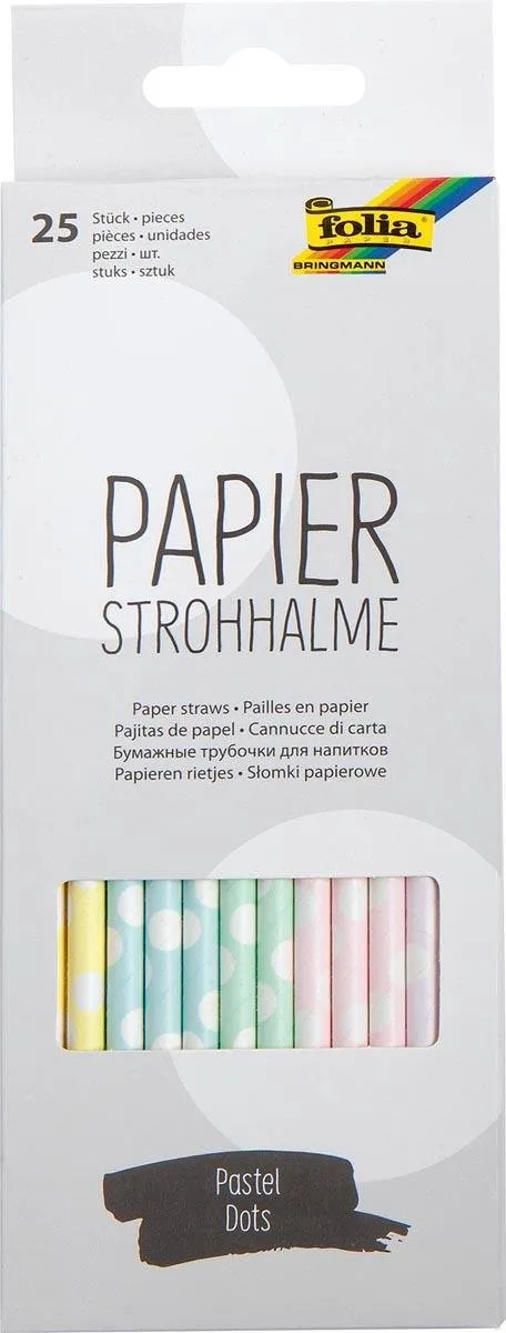 Folia Papieren Rietjes Pastel Stippen 25 Stuks