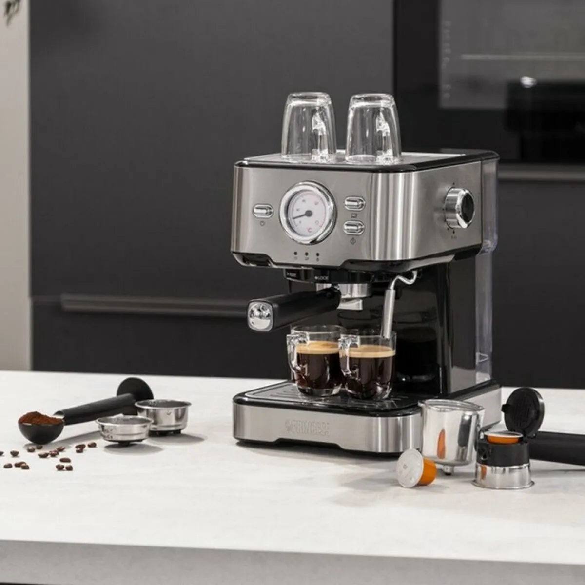 Princess 249412 Espressomachine - 2 Kopjes - 1,5L - Grijs/Zwart