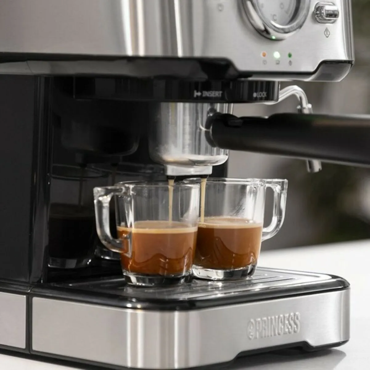 Princess 249412 Espressomachine - 2 Kopjes - 1,5L - Grijs/Zwart