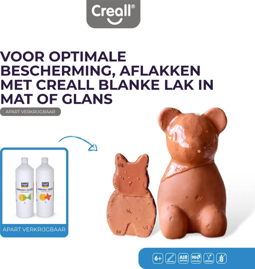 Creall Do & Dry | Luchtdrogende klei kleur Terra | 1 x 500g | Made in Holland | Zacht en klaar voor gebruik | Made in Holland | Knutselwerk kinderen, school, hobby, DIY en creatieve projecten