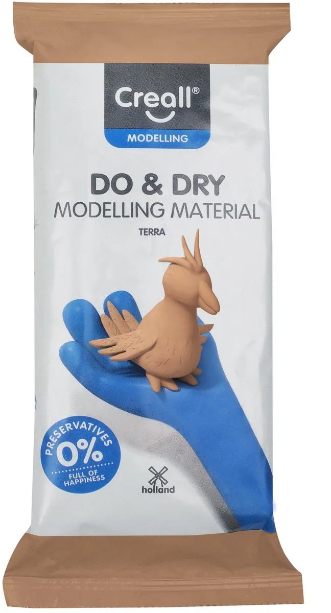 Creall Do & Dry | Luchtdrogende klei kleur Terra | 1 x 500g | Made in Holland | Zacht en klaar voor gebruik | Made in Holland | Knutselwerk kinderen, school, hobby, DIY en creatieve projecten