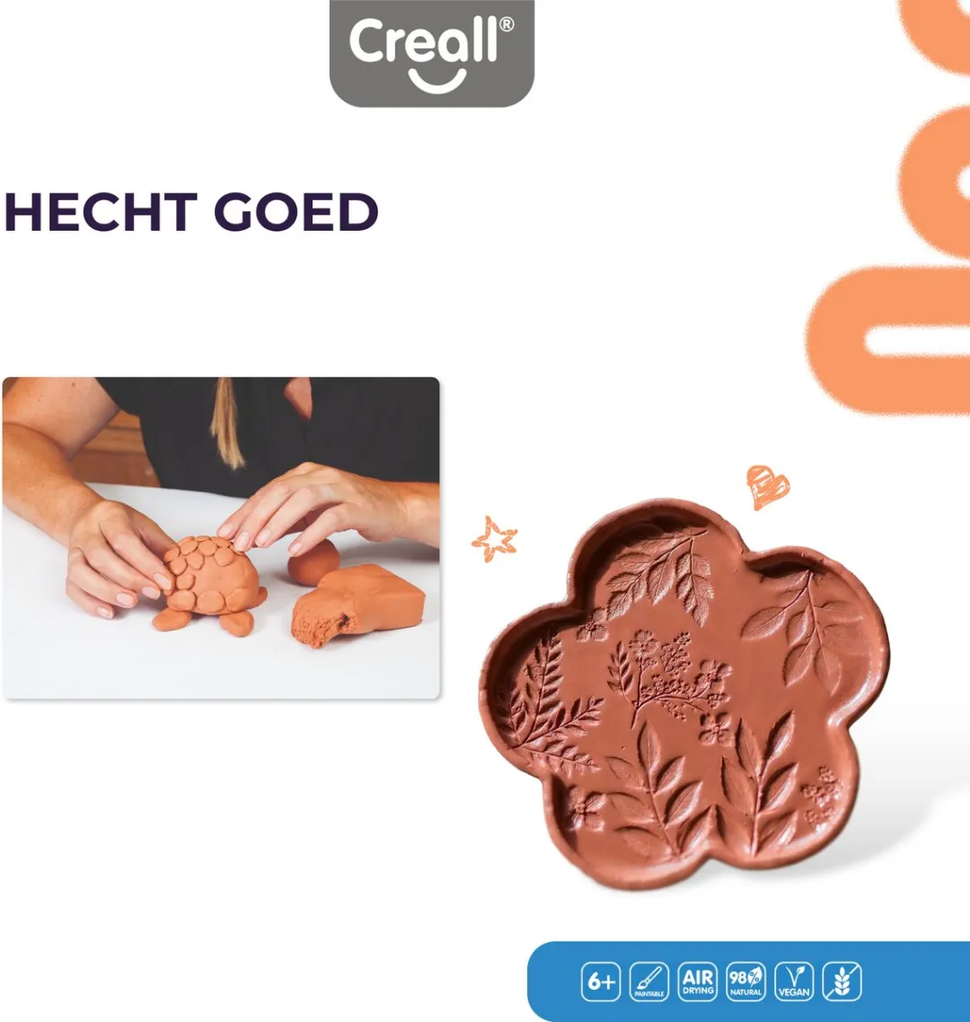 Creall Do & Dry | Luchtdrogende klei kleur Terra | 1 x 500g | Made in Holland | Zacht en klaar voor gebruik | Made in Holland | Knutselwerk kinderen, school, hobby, DIY en creatieve projecten