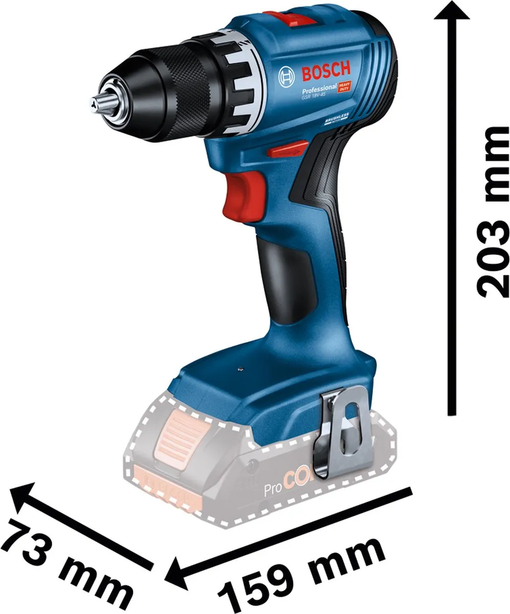 Bosch Professional GSR 18V-45 Accu Schroefboormachine - 10mm Metaal