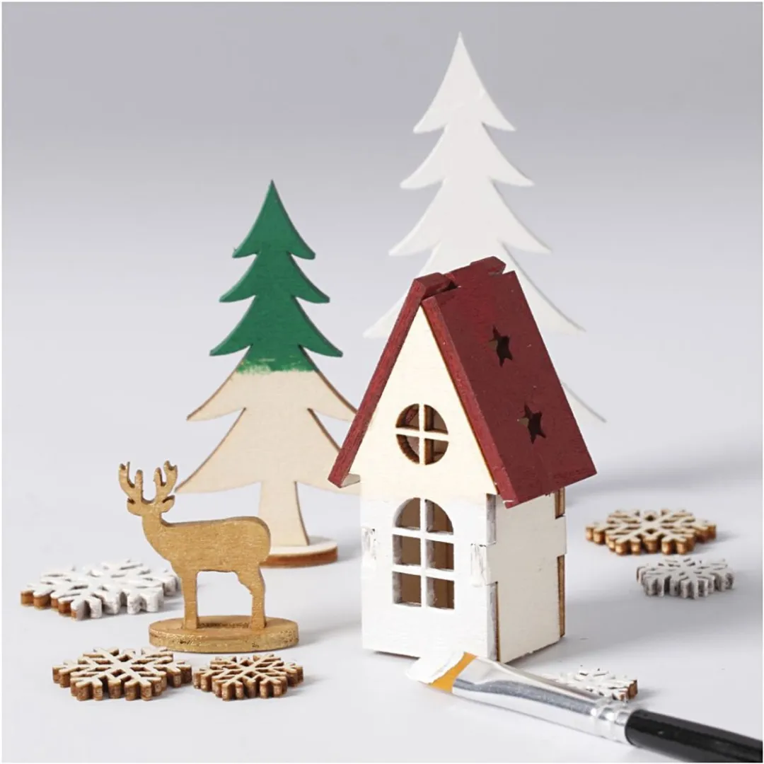 Creativ Company Houten Figuren Huis & Bomen Hert 15,5x17cm Multicolor