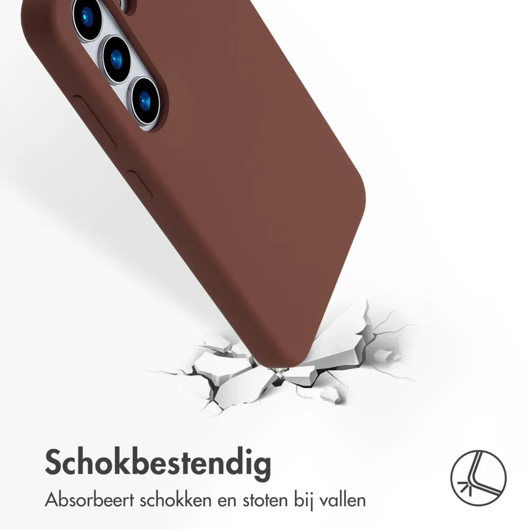 Accezz Hoesje Samsung Galaxy S25 - Liquid Silicone Bruin - MagSafe