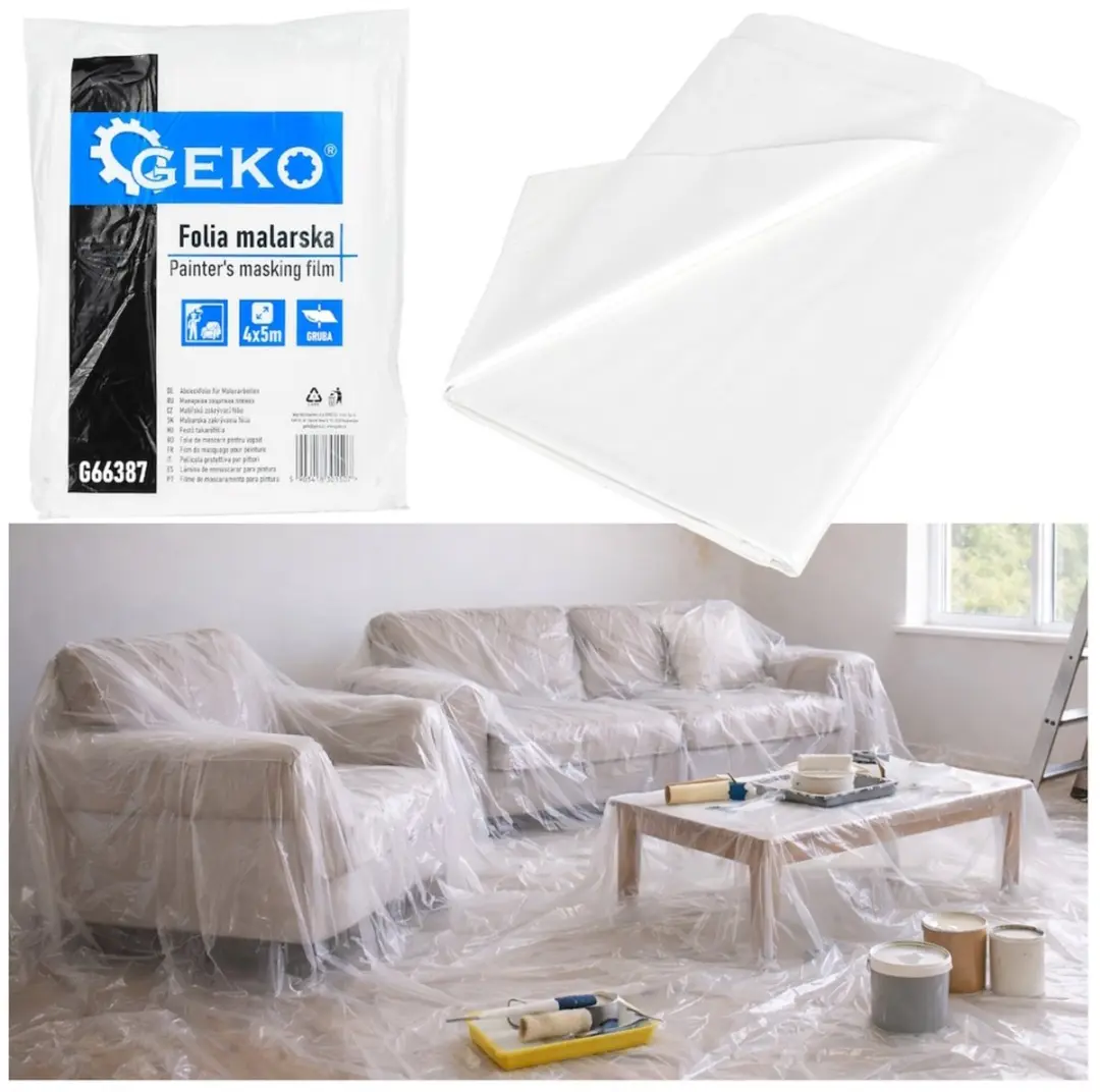 GEKO Extra sterke schilderfolie 4 x 5 m 20 m2, dik en duurzaam, ideaal voor vloe