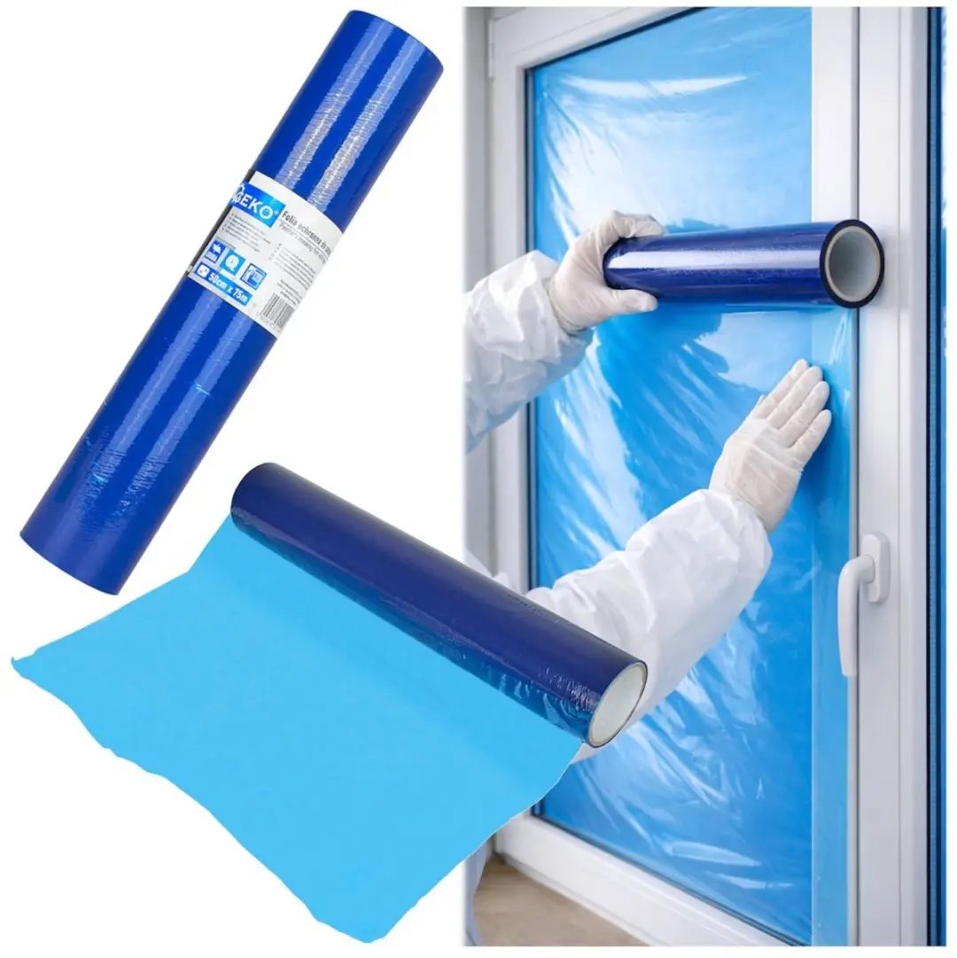 GEKO Afdekfolie zonder tape 50 cm x 75 m met UV filter, halftransparant blauw, v