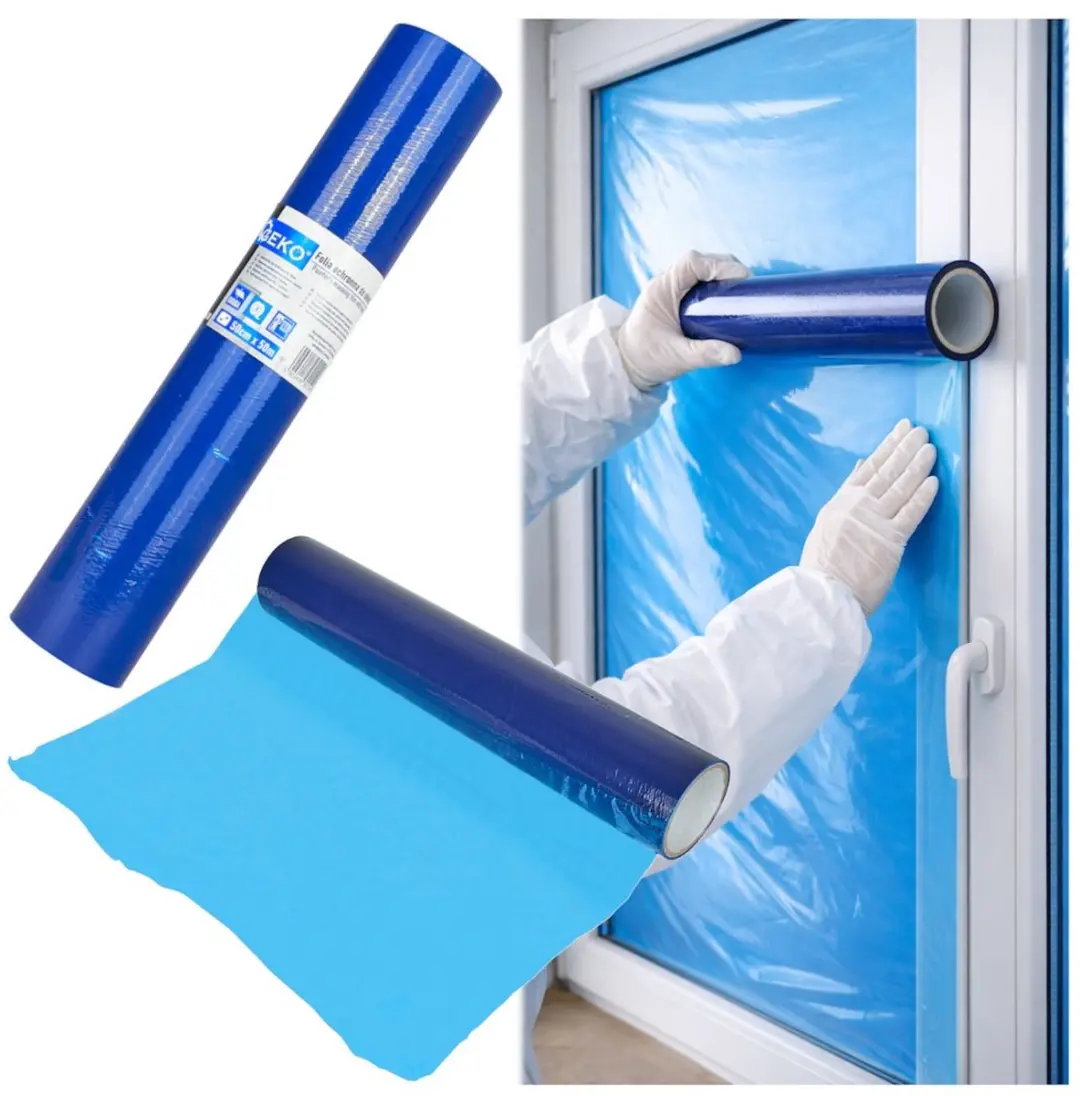 GEKO Afdekfolie zonder tape 50 cm x 50 m met UV filter, halftransparant blauw, v
