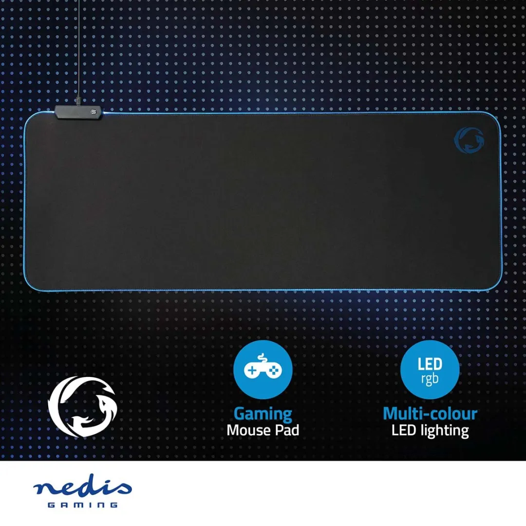 Nedis XXL Gaming Muismat 80x30cm - RGB - Antislip - Zwart - afbeelding 6 van 6