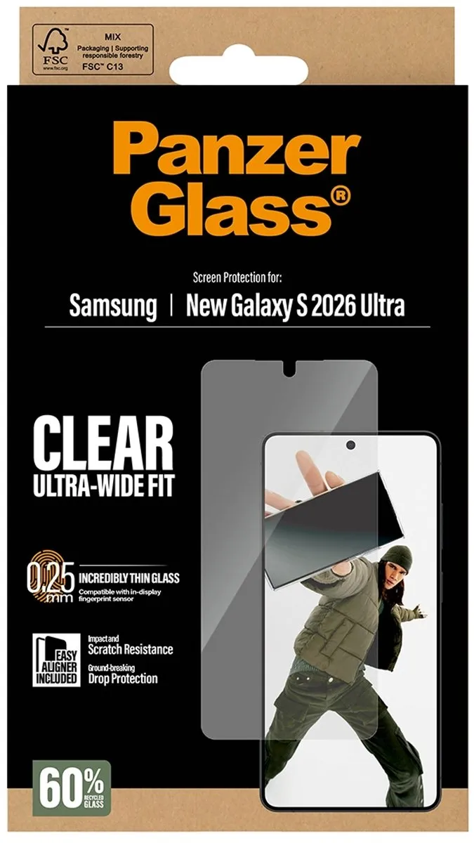 PanzerGlass Ultra-Wide Fit Screenprotector Samsung Galaxy S26 Ultra - PG37869