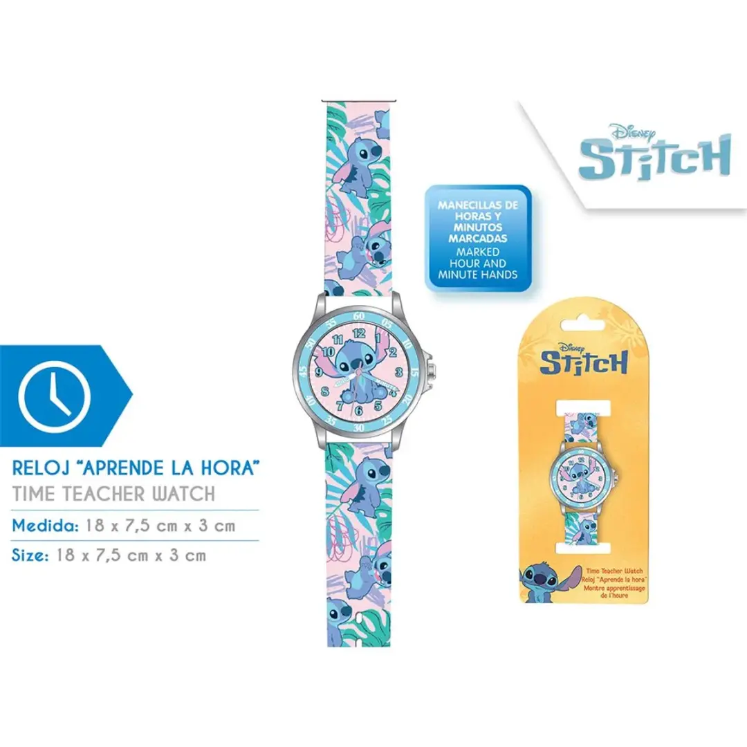 Stitch Analoge Klok Leer De Tijd Veelkleurig - Horloge - afbeelding 4 van 5