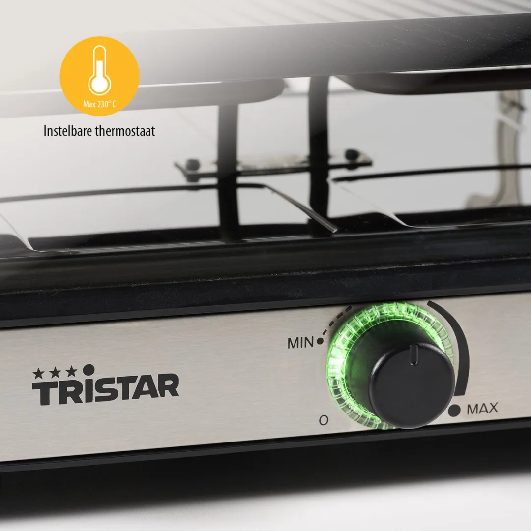 Tristar Gourmetset RA-2746 Raclette Steengrill 1400W - 8 Personen - Zwart - afbeelding 6 van 6