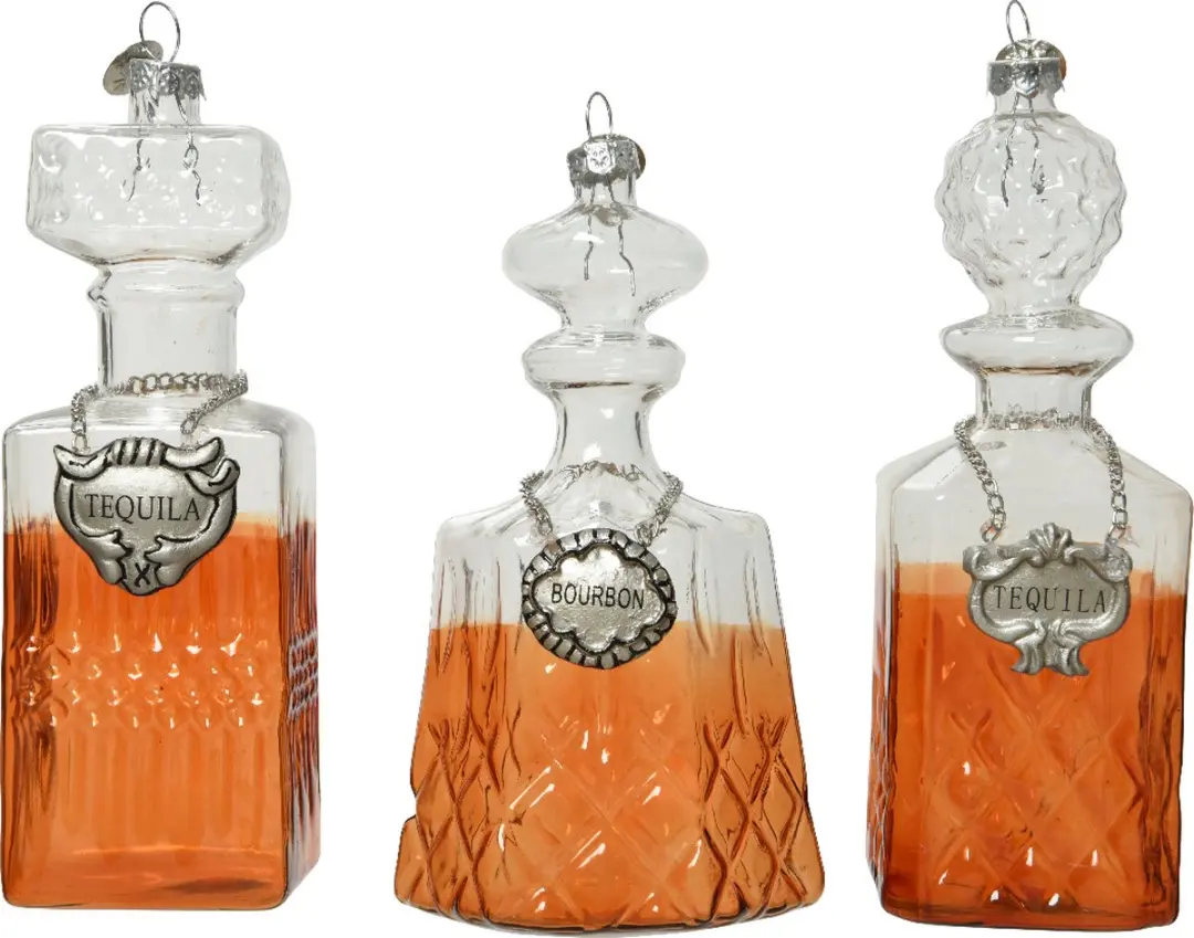 Decoris Kersthanger Drankfles Glas 6,3x12,3cm