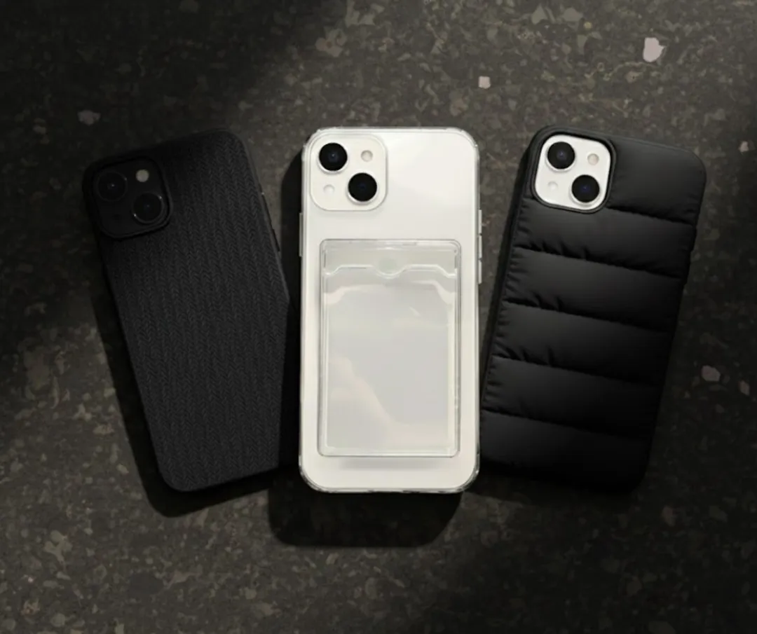 NUVEX iPhone 14 Hoesje Set Grijs/Zwart - Transparant & Gewatteerd