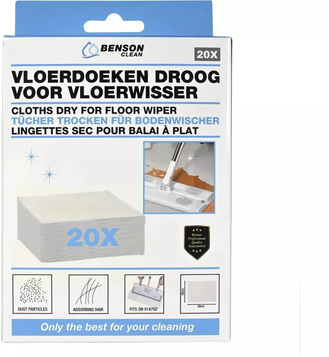 Benson Vloerdoeken droog voor vloerwisser 014702 20-delig