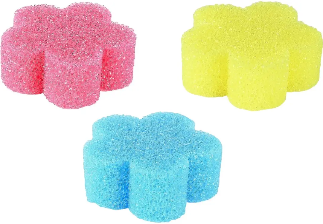 Benson Scrub spons 3-delig roze, geel en blauw voor krasvrij schrobben