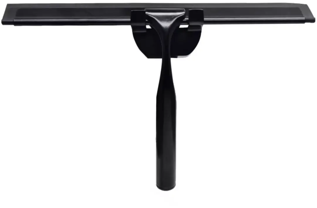 Benson Zwarte stalen wisser 25 cm met rubberen rand en wandhouder