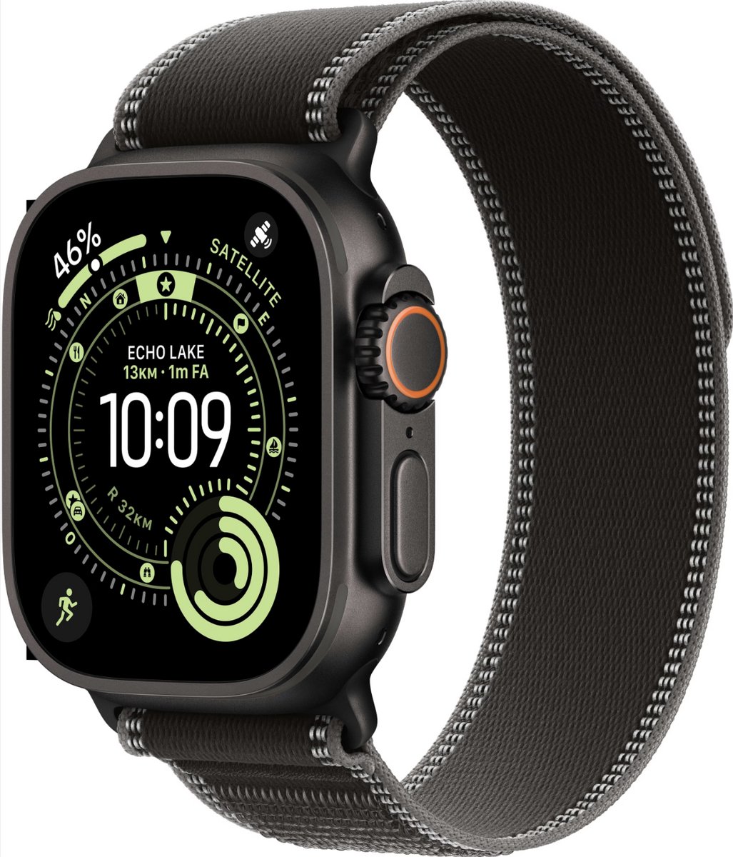 Apple Watch Ultra 3 - Wifi + 5G - 49mm - Black Titanium Case with Black/Charcoal Trail Loop - S/M