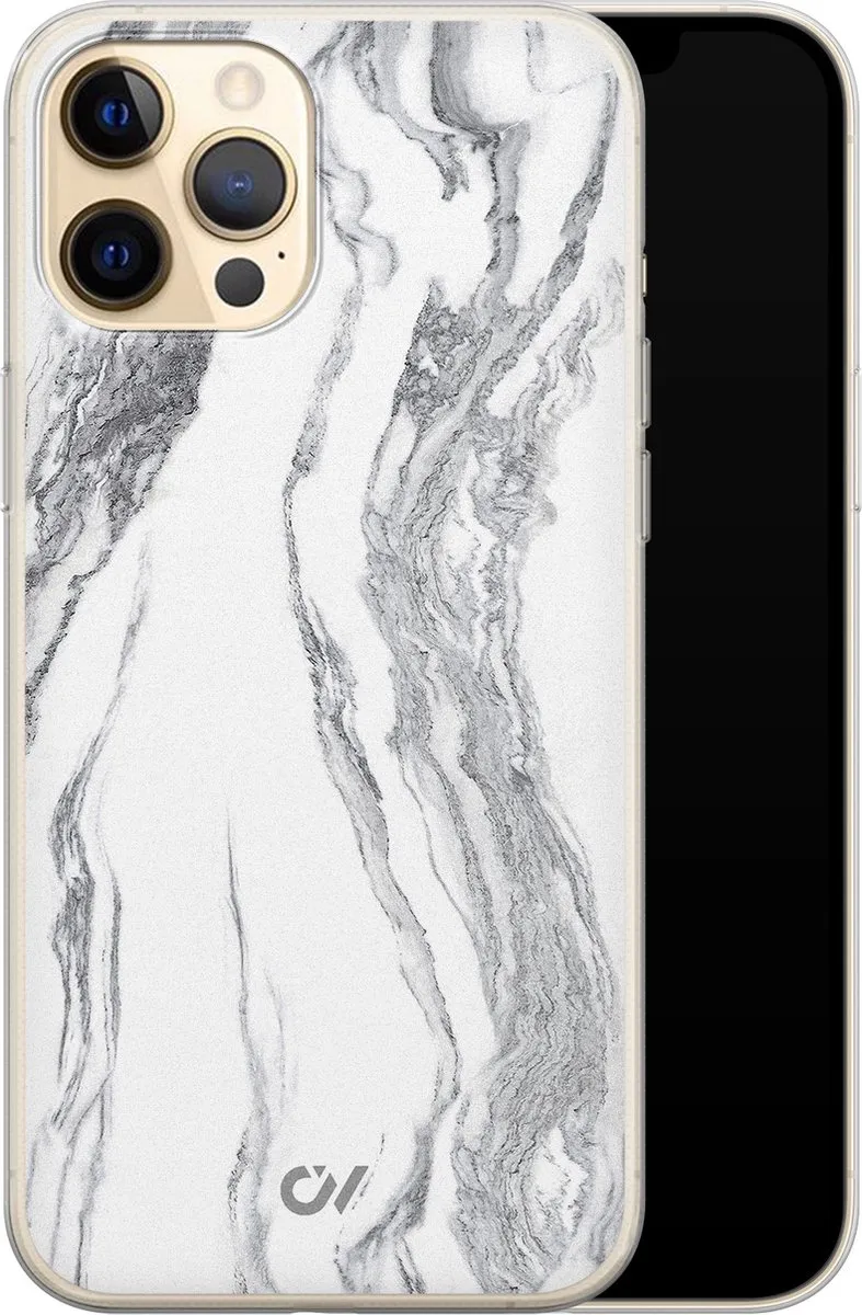 Casevibes iPhone 12 Hoesje A/13/UV/032 - Marble Ivory