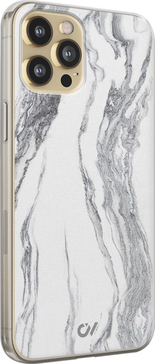 Casevibes iPhone 12 Hoesje A/13/UV/032 - Marble Ivory