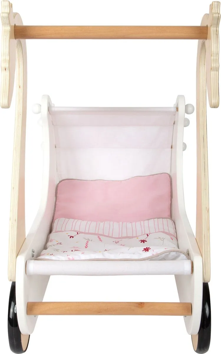 Small Foot Poppenwagen Zwaan Houten Speelgoed - Wit/Roz